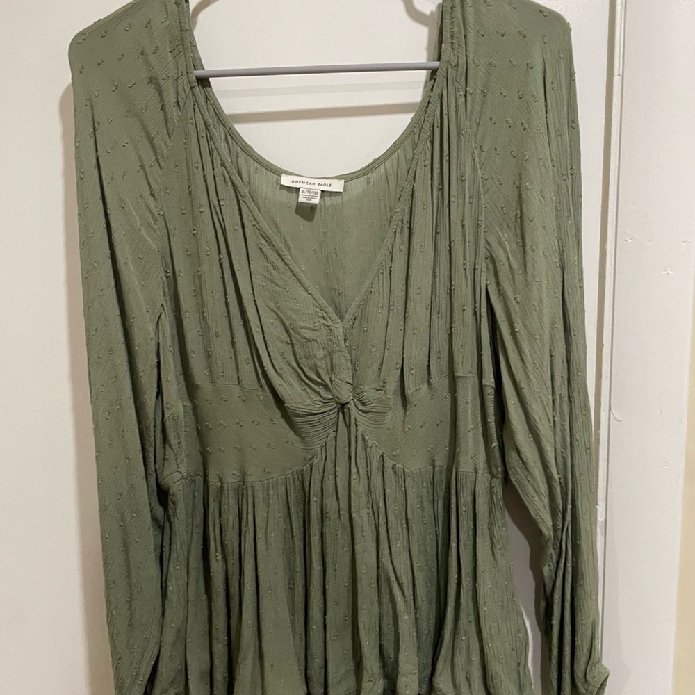 American Eagle Olive Green Long Sleeve Top